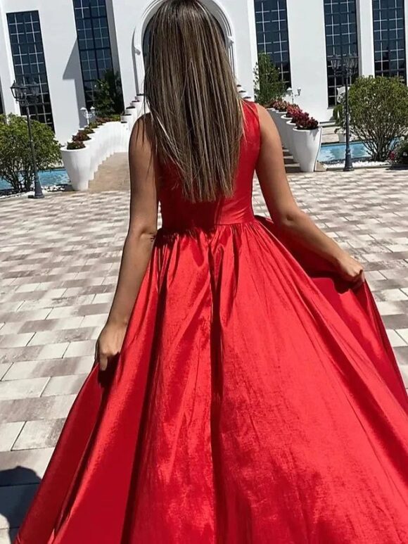 A-line One-Shoulder Satin Prom Dress With Pleated Split-772 A-line One-Shoulder Satin Prom Dress With Pleated Split-772