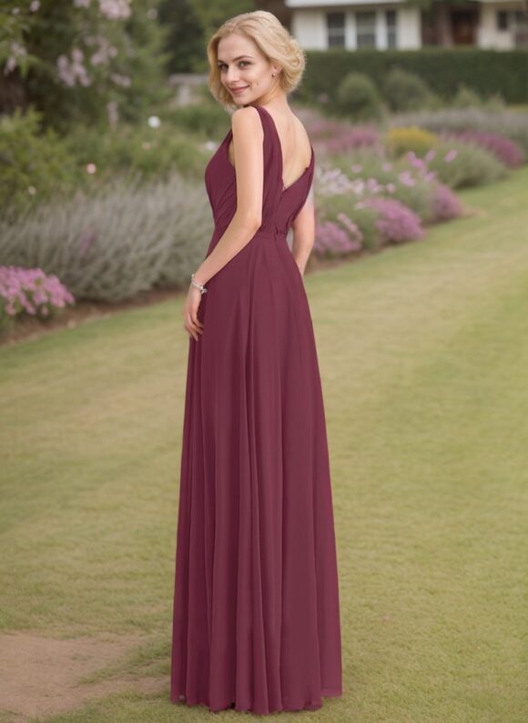 A-Line/Princess V-neck Sleeveless Ruched Floor-Length Chiffon Bridesmaid Dresses A-Line/Princess V-neck Sleeveless Ruched Floor-Length Chiffon Bridesmaid Dresses