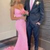 Trumpet/Mermaid V Neck Sleeveless Sweep Train Allover Sparkly Sequined Prom Dress With Split-867