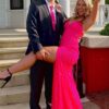 Trumpet/Mermaid V Neck Sleeveless Sweep Train Allover Sparkly Sequined Prom Dress With Split-869