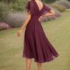 A-line Scoop Asymmetrical Chiffon Bridesmaid Dress With Ruffle