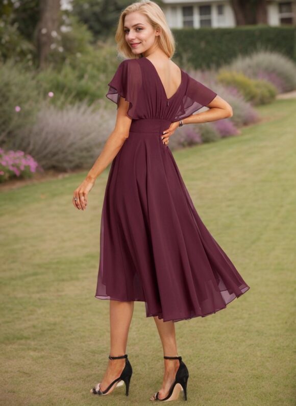 A-line Scoop Asymmetrical Chiffon Bridesmaid Dress With Ruffle A-line Scoop Asymmetrical Chiffon Bridesmaid Dress With Ruffle