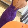 Trumpet/Mermaid V Neck Sleeveless Sweep Train Allover Sparkly Sequined Prom Dress With Split