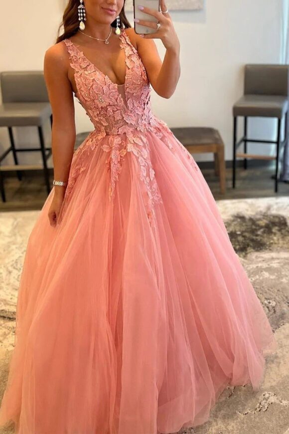 A-Line Prom Dresses Open Back Dress Formal Floor Length Sleeveless V Neck Tulle Backless with Pleats Beading Appliques 2025 A-Line Prom Dresses Open Back Dress Formal Floor Length Sleeveless V Neck Tulle Backless with Pleats Beading Appliques 2025