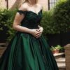 Ball Gown Off-the-Shoulder Sleeveless Sweep Train Satin Prom Dress With Appliqued Beading