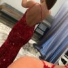 Trumpet/Mermaid One-Shoulder Sleeveless Sparkling Allover Sequined Prom Dress