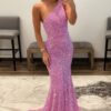 Trumpet/Mermaid One-Shoulder Sleeveless Sparkling Allover Sequined Prom Dress