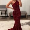 Trumpet/Mermaid One-Shoulder Sleeveless Sparkling Allover Sequined Prom Dress