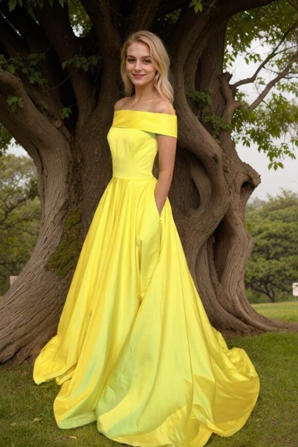 A-line/Princess Off-the-Shoulder Sleeveless Sweep Train Satin Prom Dresses With Low Back A-line/Princess Off-the-Shoulder Sleeveless Sweep Train Satin Prom Dresses With Low Back