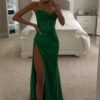 Sheath/Column Sequins Ruched Spaghetti Straps Sleeveless Sweep/Brush Train Dresses