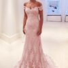 Trumpet/Mermaid Off-the-Shoulder Sleeveless Lace Sweep/Brush Train Prom Dresses