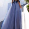 A-Line Scoop Long Sleeves Floor-Length With Applique Tulle Prom Dresses