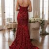 Sheath/Column Sweetheart Court Train Velvet Sequins Prom Dresses With Ruffles