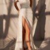 Beach Wedding Mermaid Evening Gown Sequin Dress Wedding Guest Prom Sweep / Brush Train Short Sleeve Off Shoulder Fall Wedding Reception Satin with Slit Masquerade Dress 2025