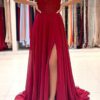 A-line One-Shoulder Sleeveless Chiffon Sweep Train Prom Dress With Appliqued Beading