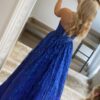 A-line Bateau Strapless Long/Floor-Length Lace Prom Dresses With Pockets Special Occasion Dresses