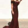 Sheath/Column Sweep/Brush Train Off-the-Shoulder Sleeveless Sequins Ruched Dresses