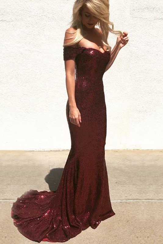 Sheath/Column Sweep/Brush Train Off-the-Shoulder Sleeveless Sequins Ruched Dresses Sheath/Column Sweep/Brush Train Off-the-Shoulder Sleeveless Sequins Ruched Dresses