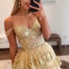A-Line/Princess Princess Off the Shoulder Sequined Lace Prom Dress