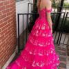 A-Line/Princess Princess Off the Shoulder Sequined Lace Prom Dress