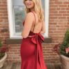 Mermaid Spaghetti Straps Sleeveless Sweep/Brush Train With Ruched Stretch Crepe Prom Dresses