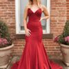 Mermaid Spaghetti Straps Sleeveless Sweep/Brush Train With Ruched Stretch Crepe Prom Dresses