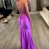 Sheath/Column Jersey Ruched V-neck Sleeveless Sweep/Brush Train Prom Dresses