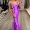 Sheath/Column Jersey Ruched V-neck Sleeveless Sweep/Brush Train Prom Dresses