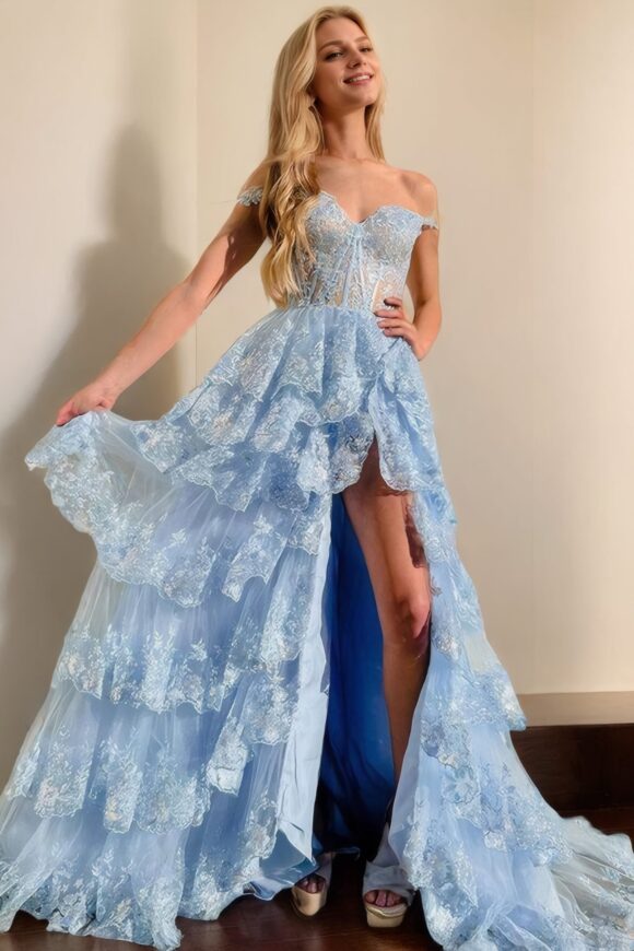 A-Line/Princess Tulle Lace Straps Sleeveless Court Train Prom Dresses A-Line/Princess Tulle Lace Straps Sleeveless Court Train Prom Dresses