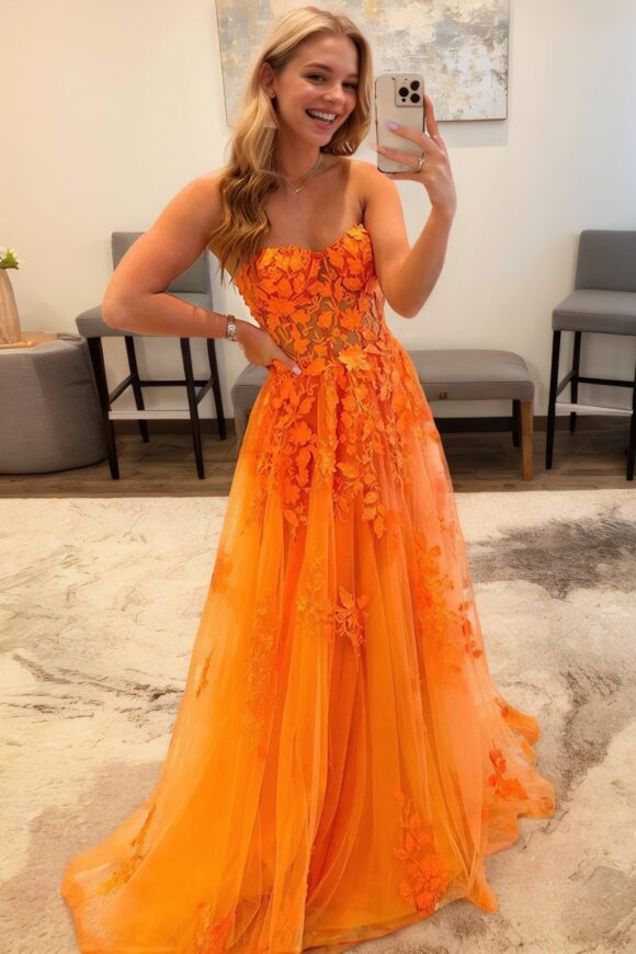 A-Line/Princess Tulle Applique Sweetheart Sleeveless Floor-Length Prom Dresses A-Line/Princess Tulle Applique Sweetheart Sleeveless Floor-Length Prom Dresses