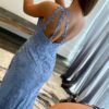 Sheath/Column One-Shoulder Sleeveless Sweep Train Tulle Prom Dresses with Appliqued Beading Split