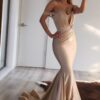Trumpet/Mermaid Off-the-Shoulder Jersey Prom Dresses With Pleated