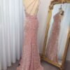 Sheath/Column Sequins One-Shoulder Sleeveless Sweep/Brush Train Prom Dresses
