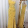 Sheath/Column Sequins One-Shoulder Sleeveless Sweep/Brush Train Prom Dresses