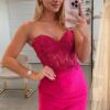 Sheath/Column Stretch Crepe Applique Sweetheart Sleeveless Sweep/Brush Train Prom Dresses