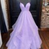 A-line Princess Sweetheart Sleeveless Long/Floor-Length Tulle Sparkling Prom Dress