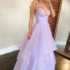 A-line Princess Sweetheart Sleeveless Long/Floor-Length Tulle Sparkling Prom Dress