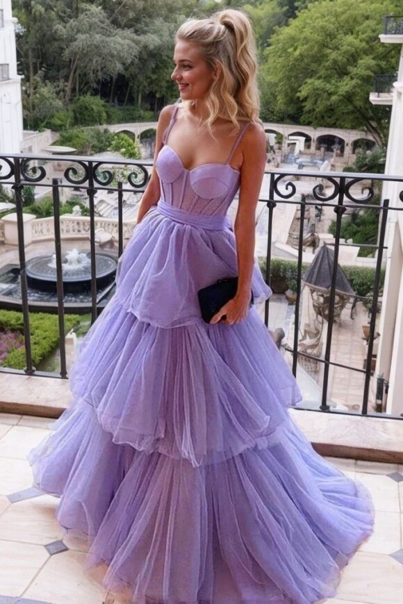 A-line Sweetheart Sleeveless Long/Floor-Length Tulle Prom Dress With Ruffles A-line Sweetheart Sleeveless Long/Floor-Length Tulle Prom Dress With Ruffles