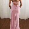 Trumpet/Mermaid V Neck Spaghetti Straps Long/Floor-Length Silk like Satin Prom Dress With Ruffles