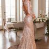 Trumpet/Mermaid Sequins Long Sleeves V-neck Court Train Ruffles Prom Dresses