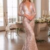 Trumpet/Mermaid Sequins Long Sleeves V-neck Court Train Ruffles Prom Dresses