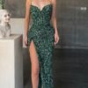 Sheath/Column Ruched V-neck Sleeveless Sweep/Brush Train Prom Dresses