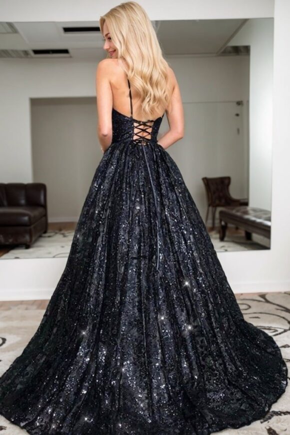 A-Line/Princess Floor-Length V-neck Sequin Sleeveless Sequins Prom Dresses A-Line/Princess Floor-Length V-neck Sequin Sleeveless Sequins Prom Dresses