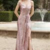 Sheath/Column Sequins Ruffles Off-the-Shoulder Sleeveless Sweep/Brush Train Prom Dresses