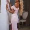 Trumpet/Mermaid Off-the-Shoulder Sequins Sleeveless Sash/Ribbon/Belt Sweep/Brush Train Prom Dresses