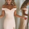 Prom Dresses Sheath/Column Off-The-Shoulder Long/Floor-Length With Side Split