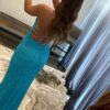 Trumpet/Mermaid Sequins Ruched V-neck Sleeveless Sweep/Brush Train Prom Dresses