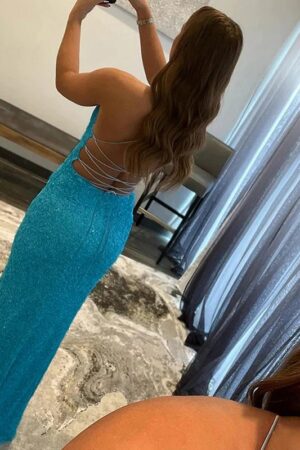 Trumpet/Mermaid Sequins Ruched V-neck Sleeveless Sweep/Brush Train Prom Dresses