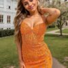 Sheath/Column V Neck Sleeveless Short/Mini Lace Homecoming Dress with Beading