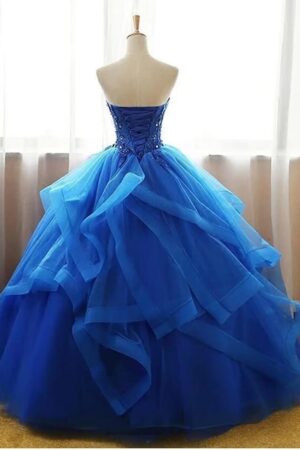 A-Line/Princess Tulle Off-the-Shoulder Sleeveless Applique Floor-Length Prom Dress